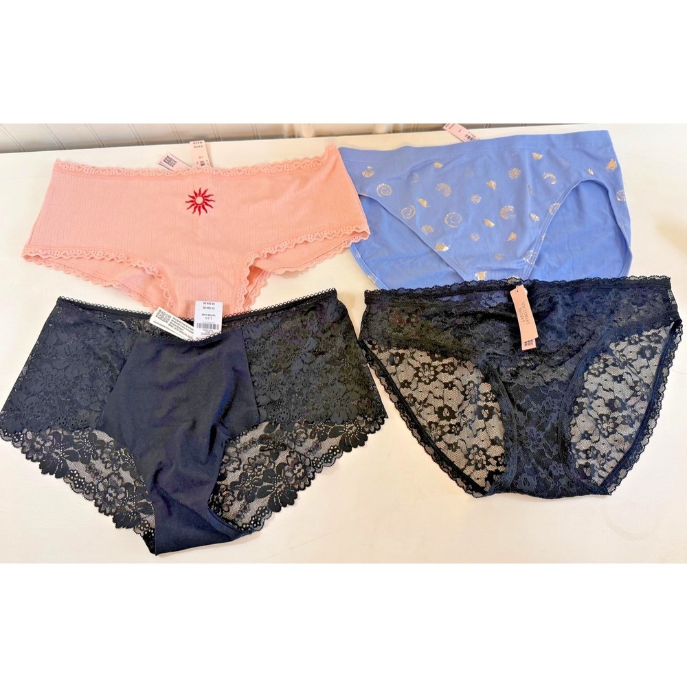 Victoria's Secret Panties Womens Large Multicolor Lace Brief Floral 4 Pack